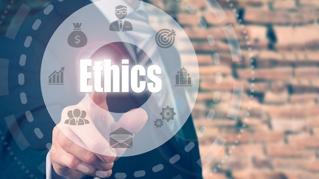 Finger pointed at ethics graphic
