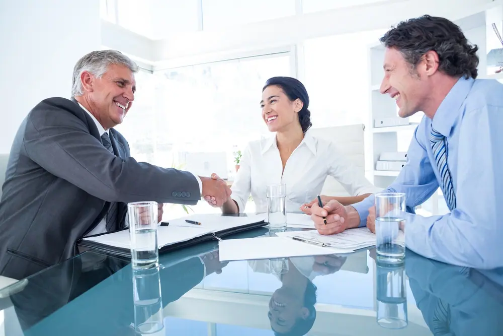 Business people reaching an agreement in an office